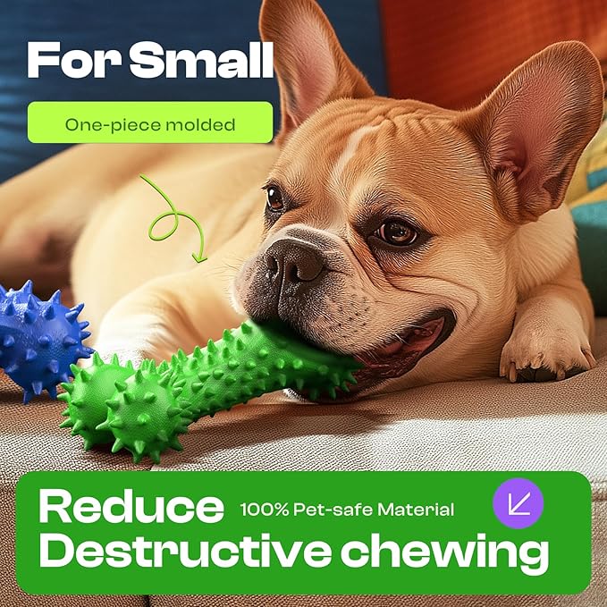 Dog Chew Toys for Aggressive Chewers - Rubber Chew Toys, Bacon Flavor Teething Dog Toys, Interactive Toy for Teeth Cleaning and Gum Massage, Bacon Flavour (Green)