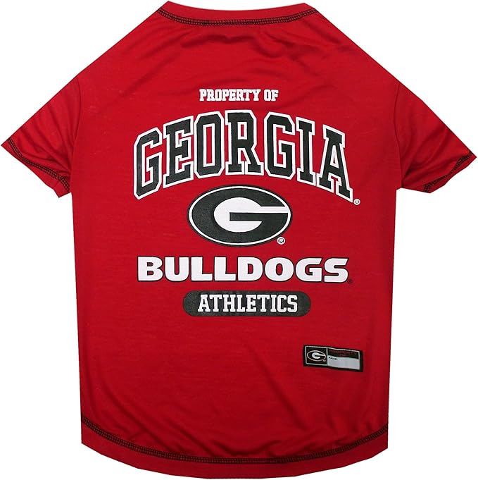 Pets First Collegiate GEORGIA BULLDOGS Dog T-Shirt, Small. - Licensed Shirt for Pets Team Colored with Team Logos.- Premium Stretchable Materials for the Comfrot of your Dog & Cat.