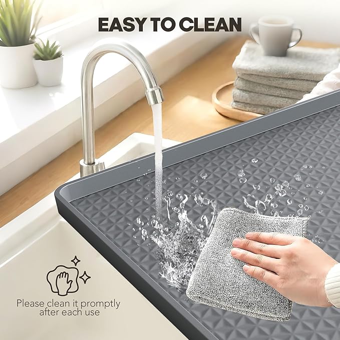 Washer Dryer Countertop, 51.2" x 25.6" Large Washer and Dryer Covers for The Top, Non-Slip Waterproof Silicone Dryer Top Protector Mat, Washer Dryer Topper for Laundry Room Kitchen Home（Gray）