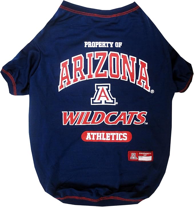 Pets First Collegiate Arizona Wildcats Dog T-Shirt, Small. - Licensed Shirt for Pets Team Colored with Team Logos.- Premium Stretchable Materials for The Comfrot of Your Dog & Cat.