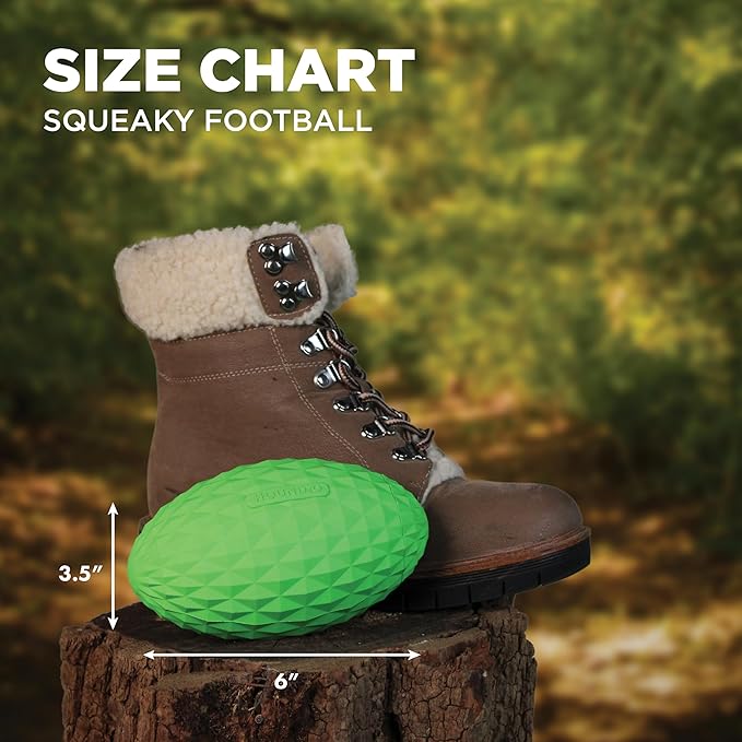 Hound2O Outdoor Dog Toys - Squeaky Football, Green - Tough, Engaging, & Interactive Toy for All Breeds- Chew, Chase, & Fetch - Durable Non-Toxic Materials That Float - Easy to Clean for Outdoor Play