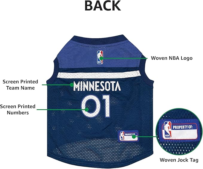 Pets First NBA Minnesota Timberwolves Dog Jersey, Large - Tank Top Basketball Pet Jersey