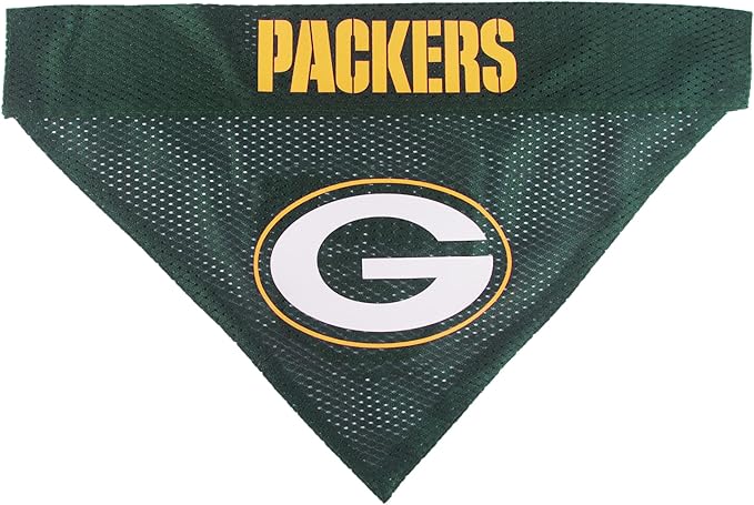 Pets First NFL DOG BANDANA - GREEN BAY PACKERS REVERSIBLE PET BANDANA. 2 Sided Sports Bandana with a PREMIUM Embroidery TEAM LOGO, Large/X-Large. - 2 Sizes & 32 NFL Teams available (GBP-3217-L-XL)