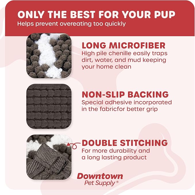 My Doggy Place Microfiber Dog Mat for Muddy Paws, 60" x 36" Ash with Paw Print - Non-Slip, Absorbent and Quick-Drying Dog Paw Cleaning Mat, Washer and Dryer Safe - X-Large/Runner