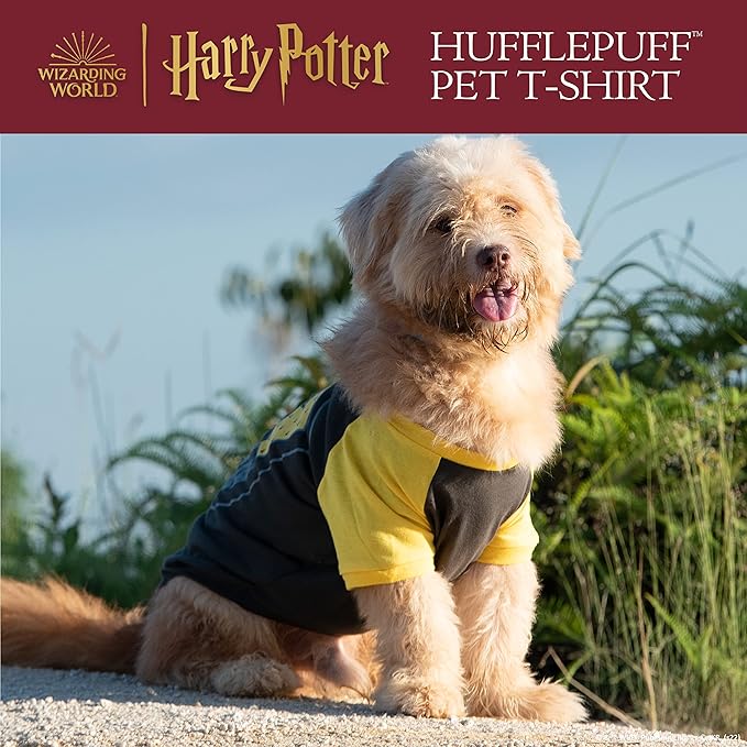 Harry Potter Hufflepuff Pet T-Shirt in Size Large | Large Dog T-Shirt, Harry Potter Dog Shirt | Harry Potter Dog Apparel & Accessories for Hogwarts Houses, Hufflepuff
