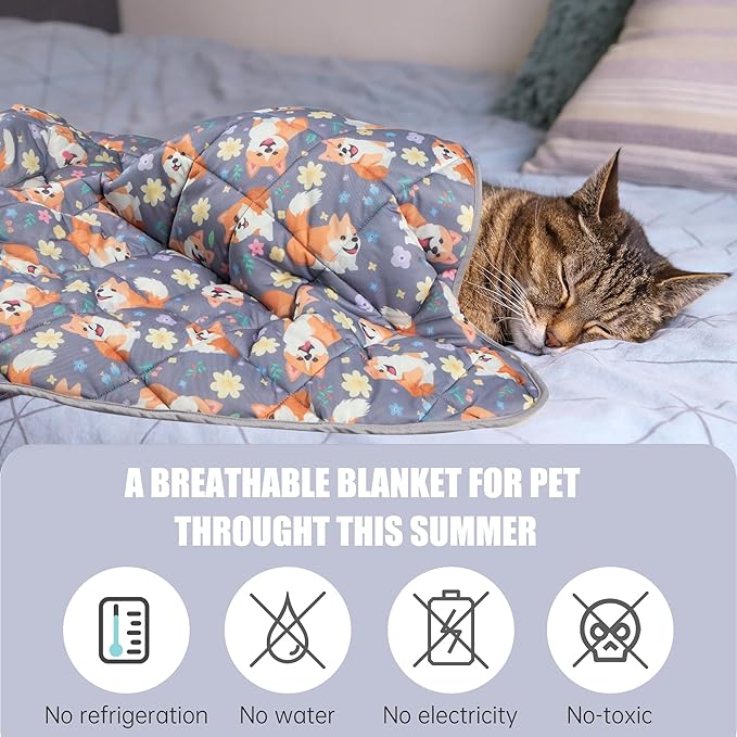 Leekalos Dog Cooling Mat,Pet Cooling Pads for Dogs Blanket,Summer Cooling Bed for Cats Blanket,Portable Pet Cooling Cushion for Home & Outdoor,Keep Cooling for Pets, Puppy Corgi