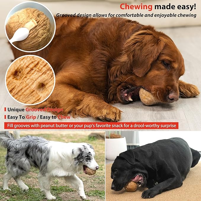 Willjoy 2-Pack Dog Chew Toys for Aggressive Chewers, Tough Dog Toys for Aggressive Chewers, Pine Wood and Nylon Dog Toys for Large Dogs, Bacon Flavor Indestructible Dog Toy Reduce Boredom