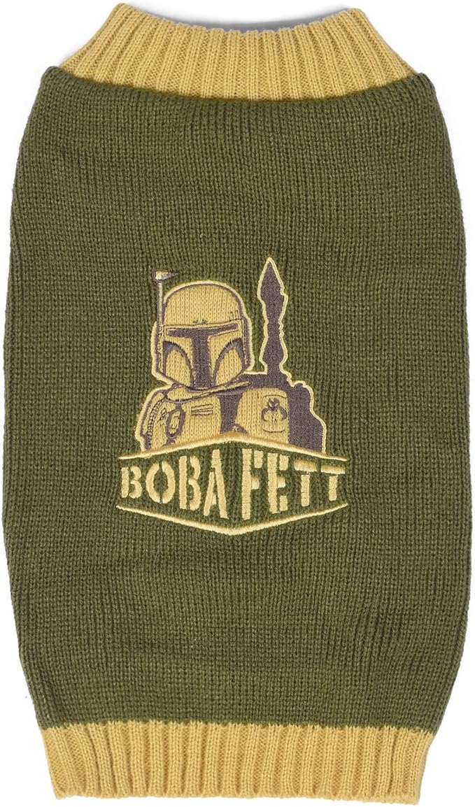 STAR WARS for Pets Boba Fett Dog Sweater, Large (L) | Boba Fett Sweater for Dogs | Pet Apparel, Sweater for Dogs | Gifts for Star Wars Fans, Boba Fett Gift Green