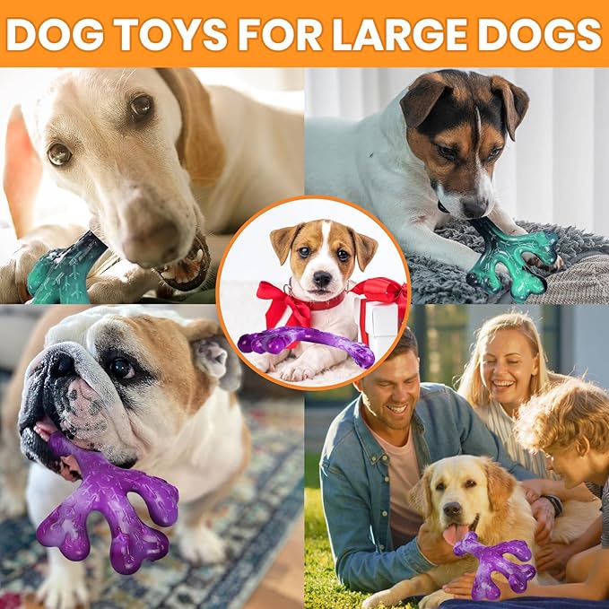2 Pack Dog Toys for Aggressive Chewers, Dog Chew Toy for Large Medium Breed, Indestructible Dogs Toy to Keep Them Busy Gift