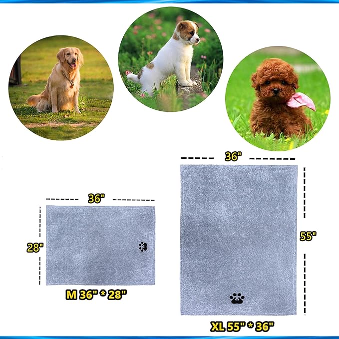 Extra Large Dog Towels for Drying Dogs Super Absorbent Soft Microfiber Pet Bath Grooming Towel for Dogs Cats and Other Pets (XL-55" * 36", Brown)