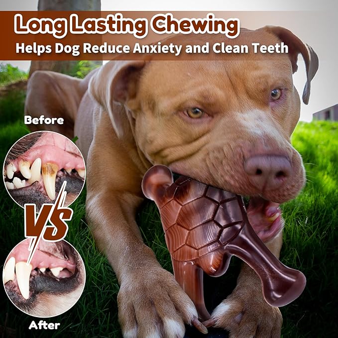 Tough Dog Toys for Aggressive Chewers, Nylon Indestructible Dog Toys to Keep Them Busy, Reduce Boredom, Teeth Cleaning, Heavy Duty Bone Toy for Large and Medium Breed