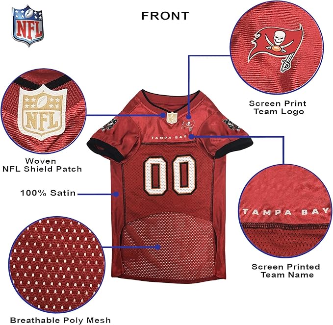 NFL Tampa Bay Buccaneers Dog Jersey - Small, Football Jersey Costume for Dogs