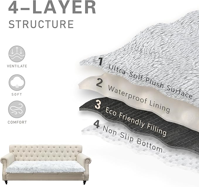 Waterproof Dog Bed Cover, Soft Plush Pet Blanket with Anti-Slip Back for Bed Couch Sofa, Furniture Protector for Small, Medium and Large Dogs and Cats (Magic Gray, 30"x53")