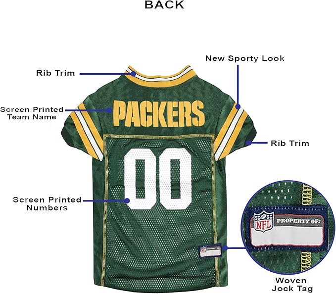 NFL GREEN BAY PACKERS DOG Jersey, XX-Large, GBP-4006-XXL