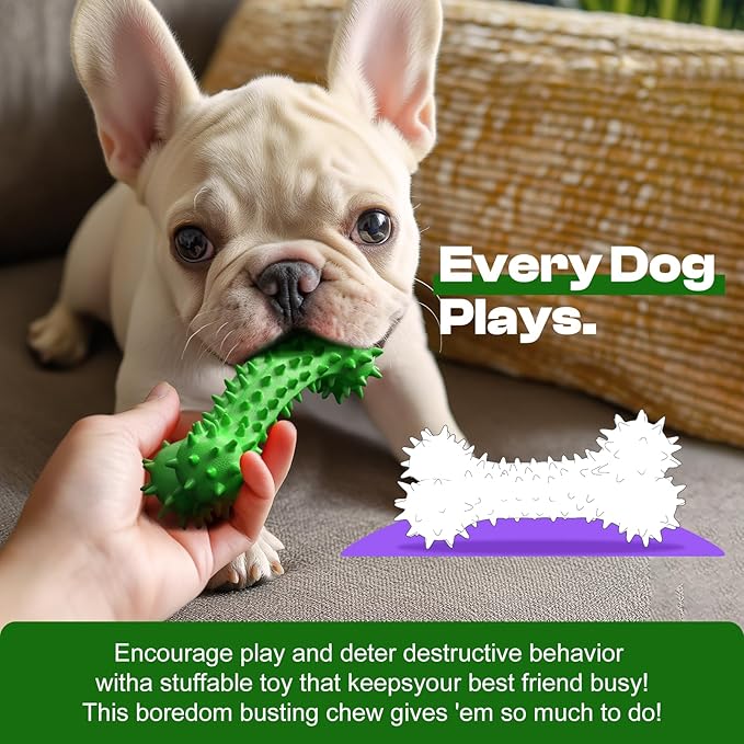 Dog Chew Toys for Aggressive Chewers - Rubber Chew Toys, Bacon Flavor Teething Dog Toys, Interactive Toy for Teeth Cleaning and Gum Massage, Bacon Flavour (Green)
