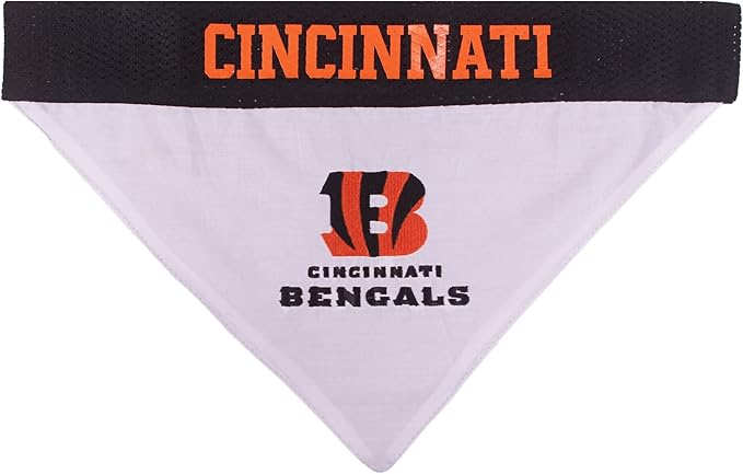 Pets First NFL DOG BANDANA - CINCINNATI BENGALS REVERSIBLE PET BANDANA. 2 Sided Sports Bandana with a PREMIUM Embroidery TEAM LOGO, Large/X-Large. - 2 Sizes & 32 NFL Teams available
