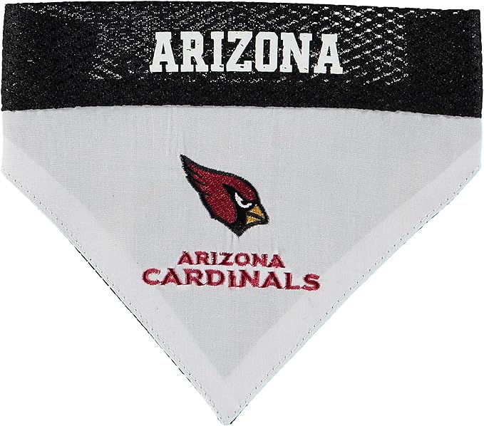 Pets First NFL DOG BANDANA - ARIZONA CARDINALS REVERSIBLE PET BANDANA. 2 Sided Sports Bandana with a PREMIUM Embroidery TEAM LOGO, Small/Medium. - 2 Sizes & 32 NFL Teams available