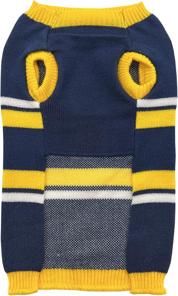 NCAA Michigan Wolverines Dog Sweater, Size Small. Warm and Cozy Knit Pet Sweater with NCAA Team Logo, Best Puppy Sweater for Large and Small Dogs