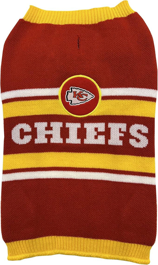Pets First NFL Kansas City Chiefs Dog Sweater, Size Medium. Warm and Cozy Knit Pet Sweater with NFL Team Logo, Best Puppy Sweater for Large and Small Dogs, Team Color (KCC-4179-MD)