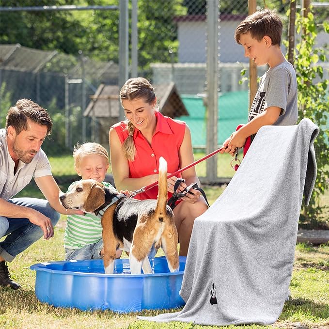 Extra Large Dog Towels for Drying Dogs Super Absorbent Soft Microfiber Pet Bath Grooming Towel for Dogs Cats and Other Pets (XL-55" * 36", Grey)