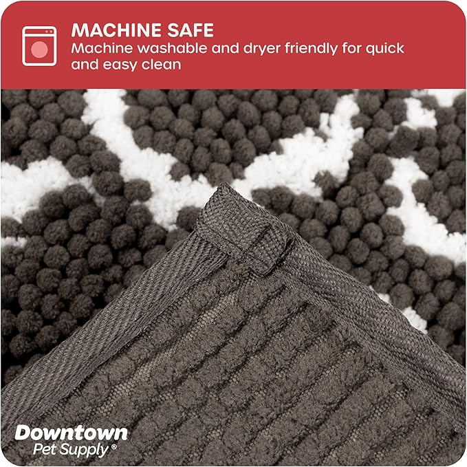 My Doggy Place Microfiber Dog Mat for Muddy Paws, 60" x 36" Ash with Paw Print - Non-Slip, Absorbent and Quick-Drying Dog Paw Cleaning Mat, Washer and Dryer Safe - X-Large/Runner