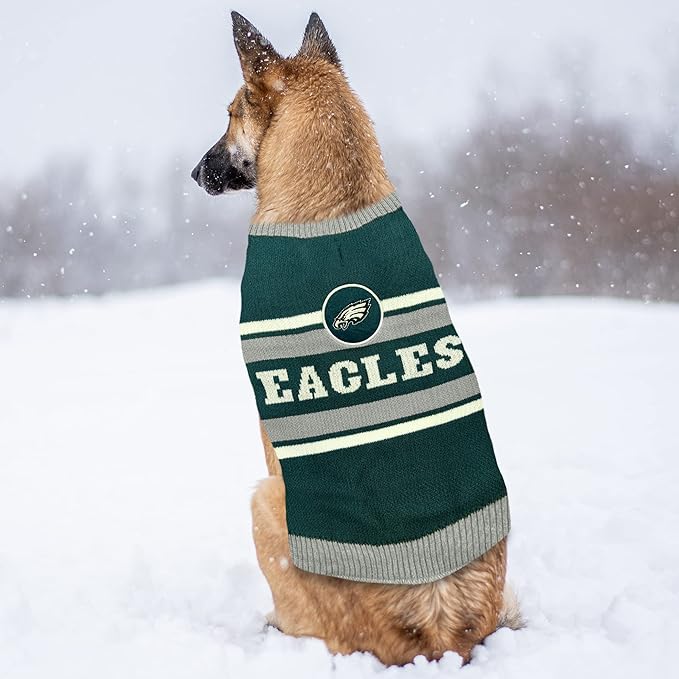 NFL Philadelphia Eagles Dog Sweater, Size Extra Small. Warm and Cozy Knit Pet Sweater with NFL Team Logo, Best Puppy Sweater for Large and Small Dogs