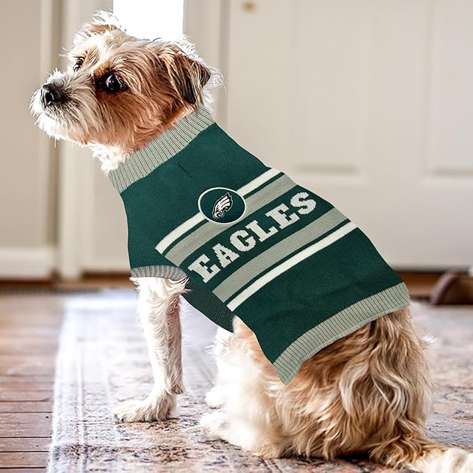NFL Philadelphia Eagles Dog Sweater, Size Extra Small. Warm and Cozy Knit Pet Sweater with NFL Team Logo, Best Puppy Sweater for Large and Small Dogs