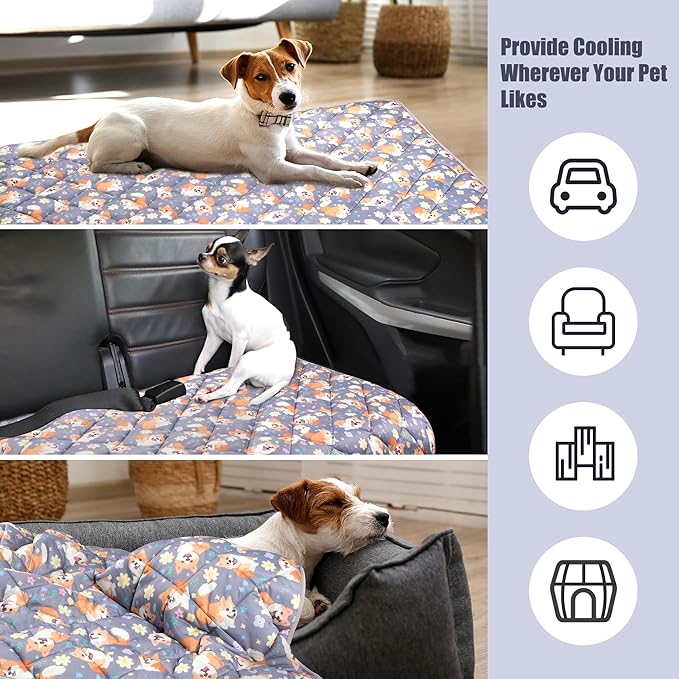 Leekalos Dog Cooling Mat,Pet Cooling Pads for Dogs Blanket,Summer Cooling Bed for Cats Blanket,Portable Pet Cooling Cushion for Home & Outdoor,Keep Cooling for Pets, Puppy Corgi