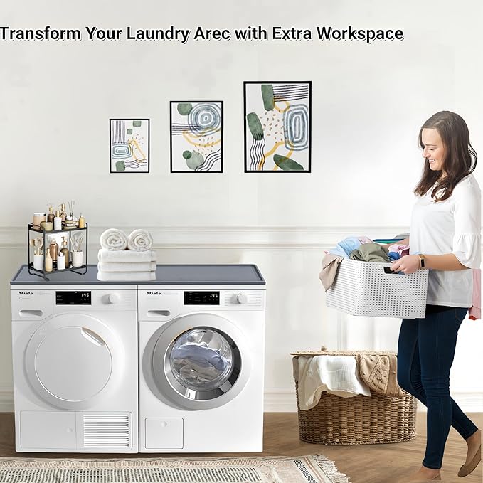 54'' x 27.5'' Washer and Dryer Covers for the Top, Silicone Washing Machine Cover, Dryer Top Protector Mat, Washer Dryer Countertop, Perfect for Laundry Room, Kitchen, Home Use, Grey 1Pack