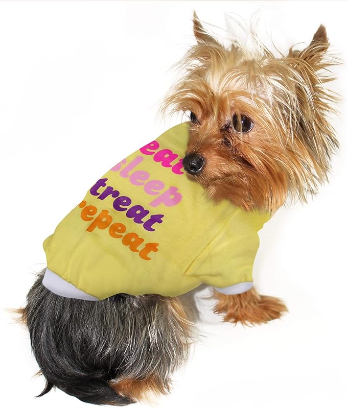 Laur DIY PET TEE Shirt - EAT Sleep Treat Repeat - LAURDIY Dog Shirt, X-Small