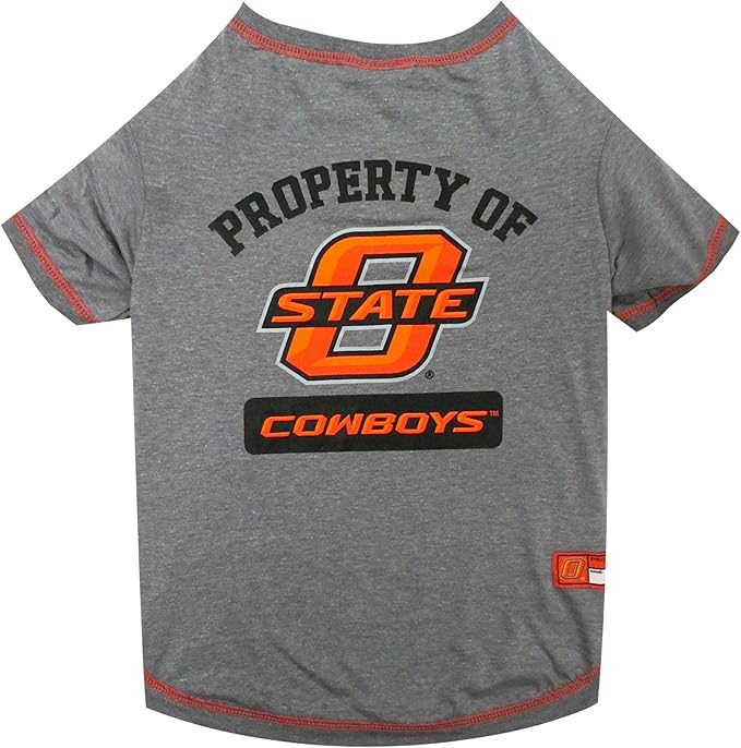 Pets First Collegiate OKLAHOMA STATE COWBOYS Dog T-Shirt, Small. - Licensed Shirt for Pets Team Colored with Team Logos.- Premium Stretchable Materials for the Comfrot of your Dog & Cat.