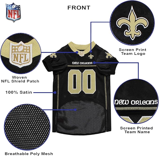Pets First NFL New Orleans Saints Dog Jersey - Size 3X-Large. Licensed Football Jersey Costume for Dogs