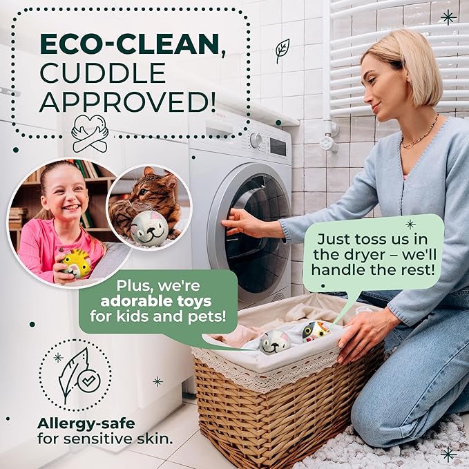 No More Dryer Sheets - Wool Dryer Balls - XL 6-Pack - Eco Dryer Balls - Dryer Balls Laundry Reusable - Softens Laundry Naturally - Reduces Drying Time & Static - with Storage Bag