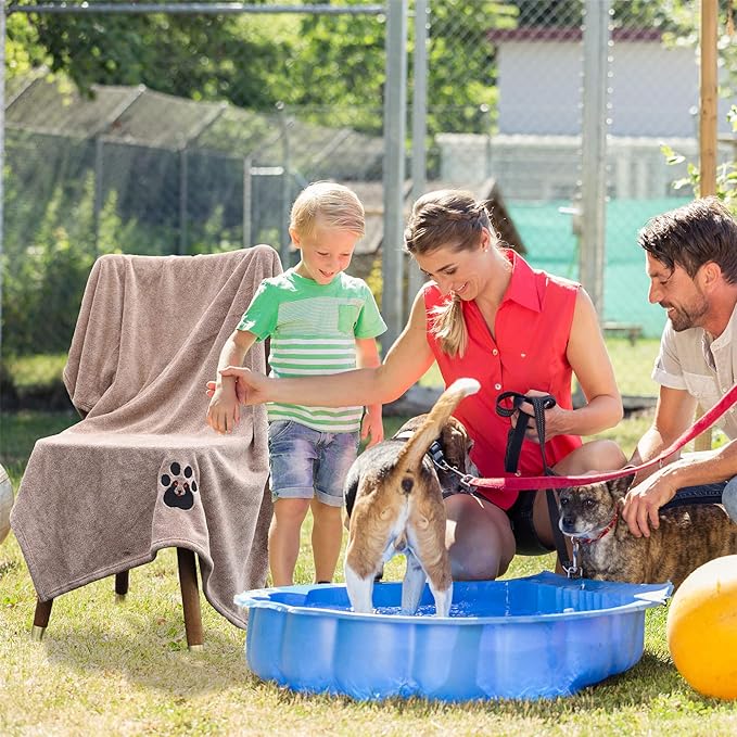 Extra Large Dog Towels for Drying Dogs Super Absorbent Soft Microfiber Pet Bath Grooming Towel for Dogs Cats and Other Pets (XL-55" * 36", Brown)