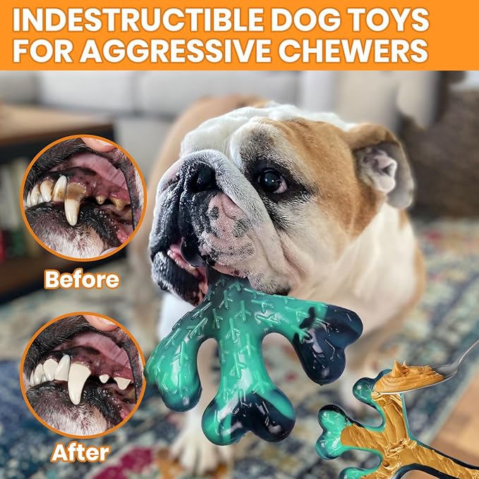 2 Pack Dog Toys for Aggressive Chewers, Dog Chew Toy for Large Medium Breed, Indestructible Dogs Toy to Keep Them Busy Gift
