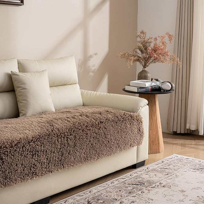 Waterproof Dog Bed Cover, Soft Plush Pet Blanket with Anti-Slip Back for Bed Couch Sofa, Furniture Protector for Small, Medium and Large Dogs and Cats (Brown, 30"x90")