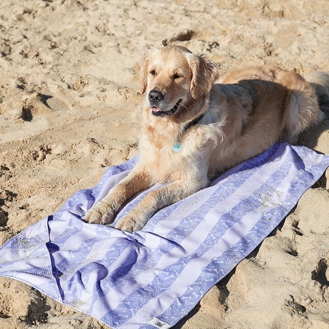 Dock & Bay Pet Towel - Super Absorbent & Quick Drying Dog Towels with Bag - 100% Recycled - Pawfect Purple, Large (120x70cm, 47x27)
