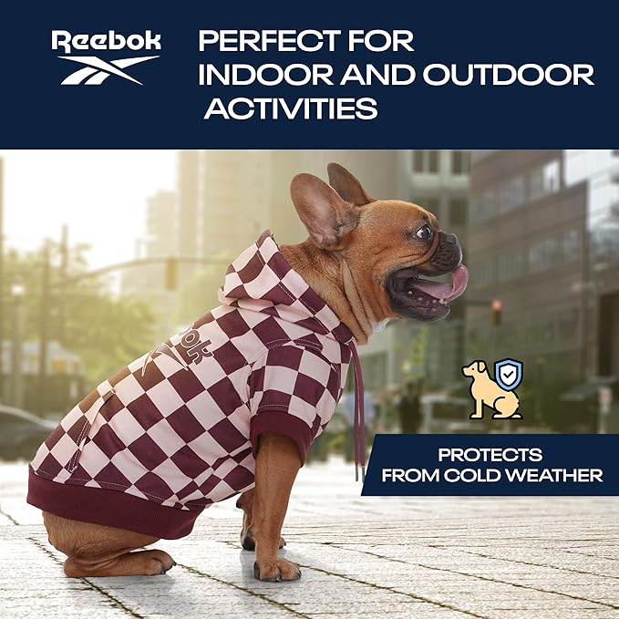 Reebok Dog Hoodie - Fleece Sweater With Leash Hole, Winter Sweatshirt for Small Medium and Large Dogs, Premium Fall Pullover, Cozy Warm Christmas Outfit