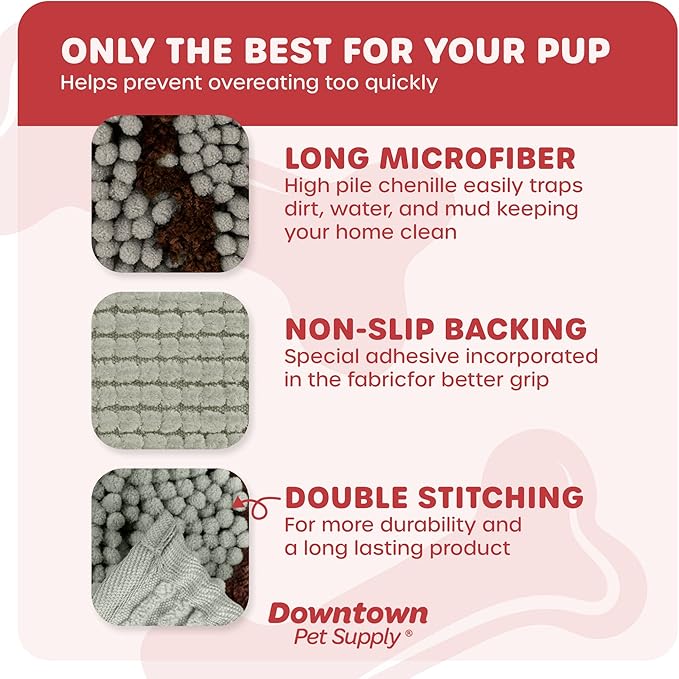 My Doggy Place Microfiber Dog Mat for Muddy Paws, 60" x 36" Light Gray with Paw Print - Non-Slip, Absorbent and Quick-Drying Dog Paw Cleaning Mat, Washer and Dryer Safe - X-Large/Runner