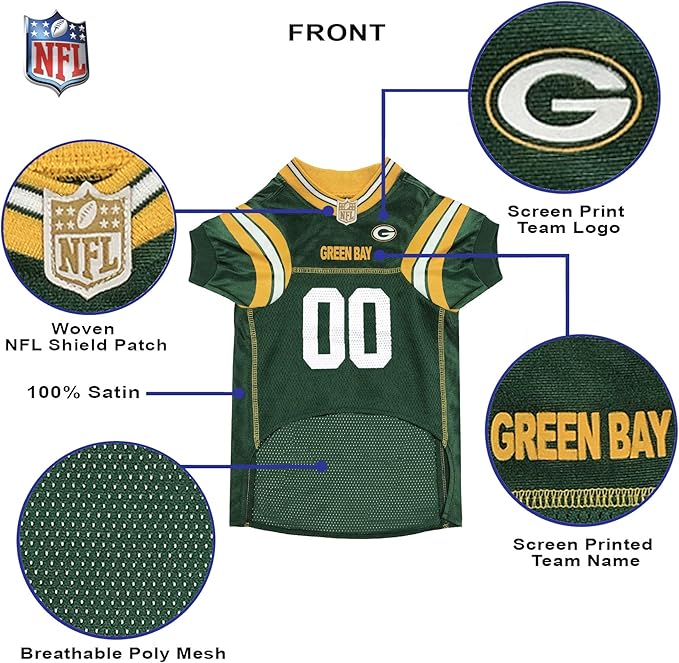 NFL GREEN BAY PACKERS DOG Jersey, XX-Large, GBP-4006-XXL