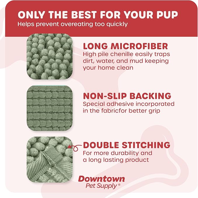 My Doggy Place Microfiber Dog Mat for Muddy Paws, 8' x 2' Sage - Non-Slip, Absorbent and Quick-Drying Dog Paw Cleaning Mat, Washer and Dryer Safe - Hallway Runner