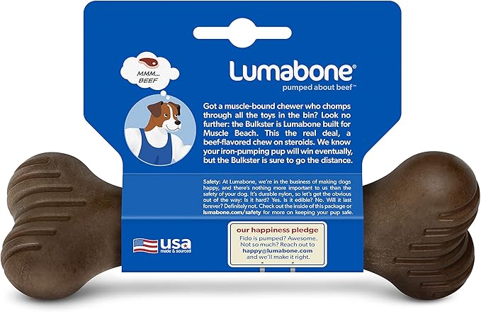 Bulkster Durable Chew Toy for Aggressive Chewers, Real Beef, Made in USA, Small