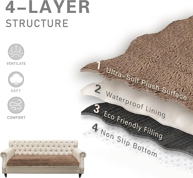 Waterproof Dog Bed Cover, Soft Plush Pet Blanket with Anti-Slip Back for Bed Couch Sofa, Furniture Protector for Small, Medium and Large Dogs and Cats (Brown, 30"x90")