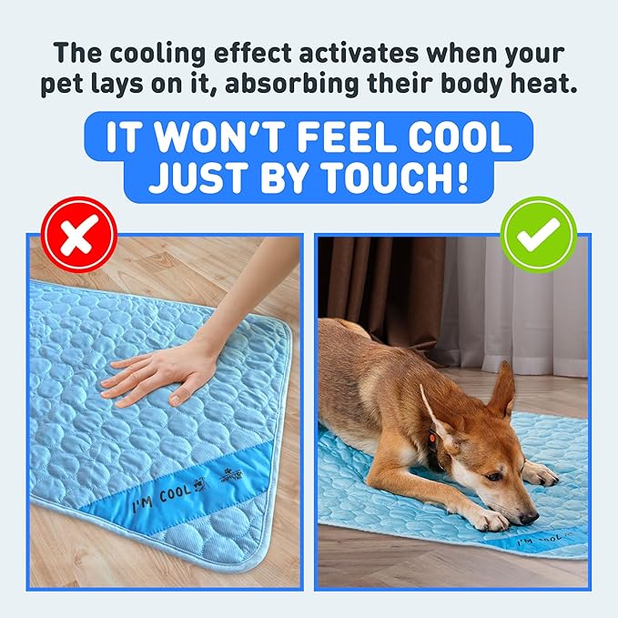 INSPECTOR TAIL Self Cooling & Traveling Mat + Free String Bag Pack/Washable & Portable Pet Soft Pad for Indoor or Outdoor/Perfect for Dog & Cats for Car Travel Kennel Sofa Bed Floor/Blue