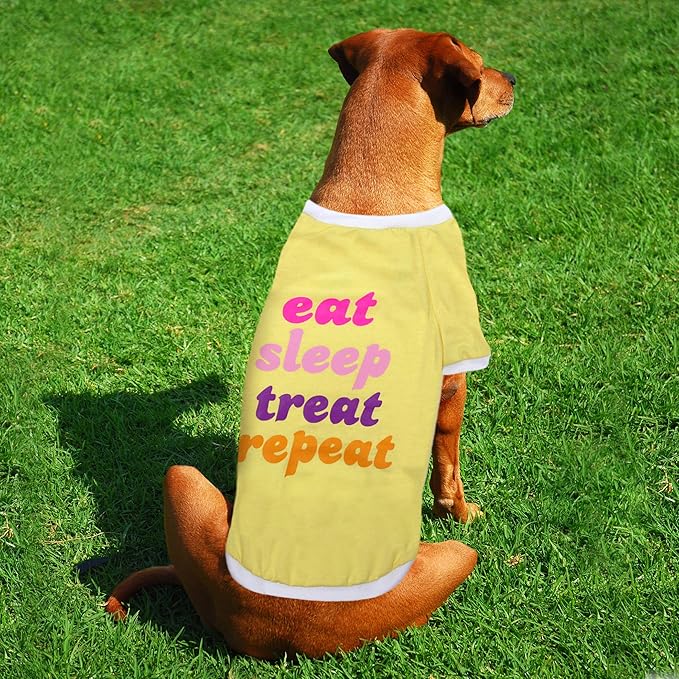 Laur DIY PET TEE Shirt - EAT Sleep Treat Repeat - LAURDIY Dog Shirt, Medium