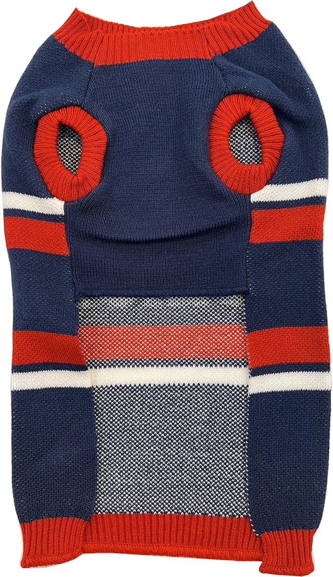 NFL New England Patriots Dog Sweater, Size Large. Warm and Cozy Knit Pet Sweater with NFL Team Logo, Best Puppy Sweater for Large and Small Dogs