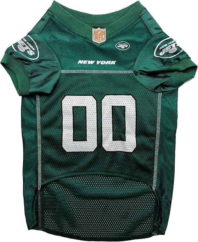 Pets First NFL New York Jets Dog Jersey, Size X-Large. Licensed Jersey Shirt for Dogs