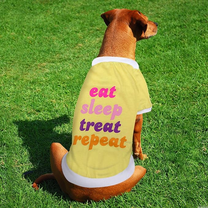 Laur DIY PET TEE Shirt - EAT Sleep Treat Repeat - LAURDIY Dog Shirt, Medium