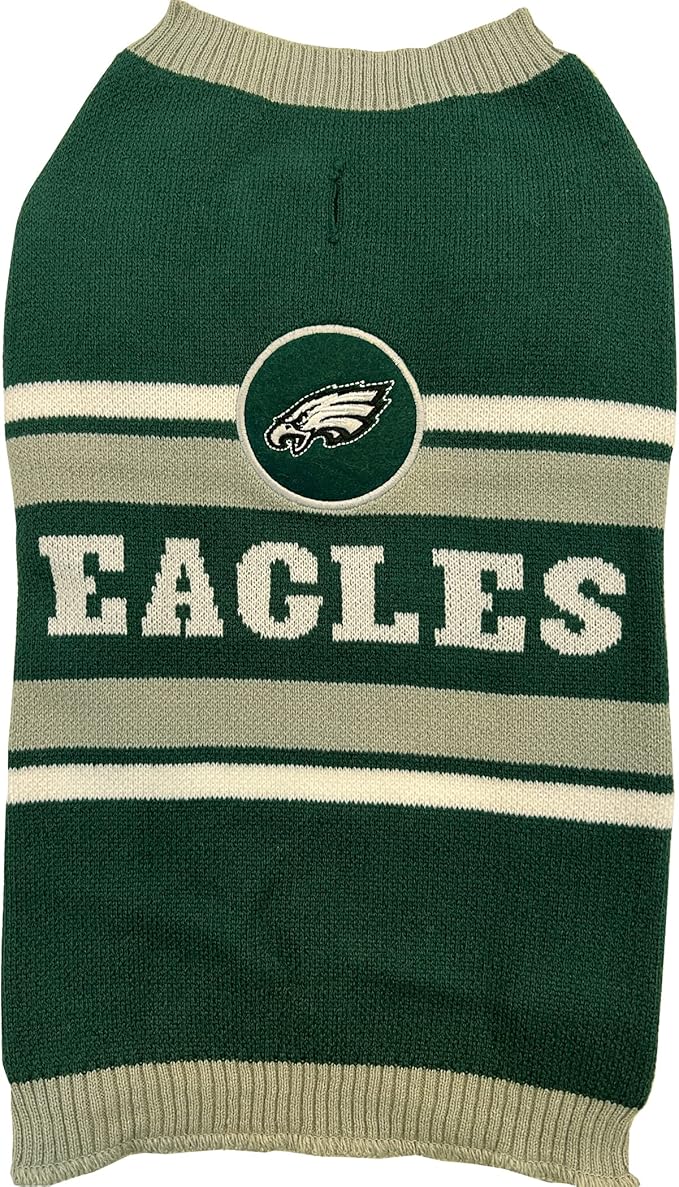 NFL Philadelphia Eagles Dog Sweater, Size Extra Small. Warm and Cozy Knit Pet Sweater with NFL Team Logo, Best Puppy Sweater for Large and Small Dogs