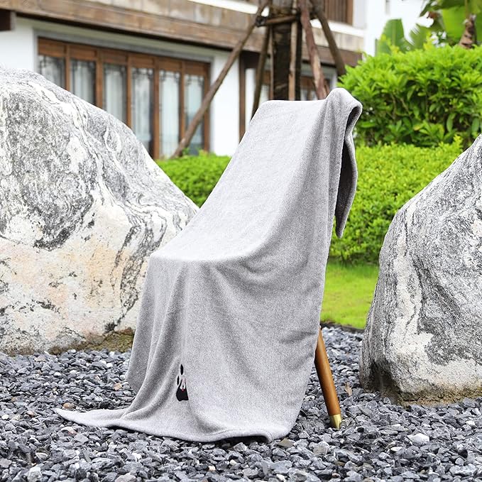Extra Large Dog Towels for Drying Dogs Super Absorbent Soft Microfiber Pet Bath Grooming Towel for Dogs Cats and Other Pets (XL-55" * 36", Grey)